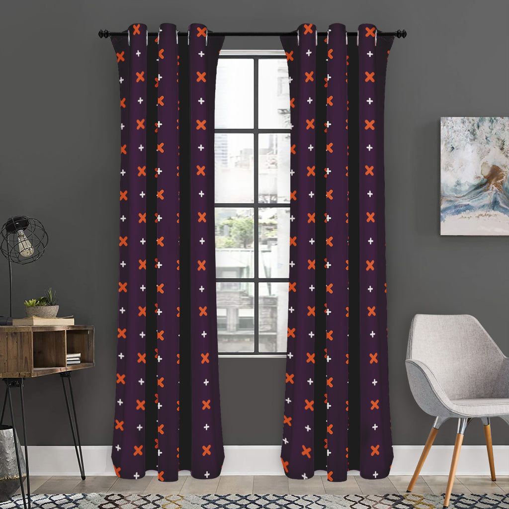 Halloween Plus And Cross Pattern Print Curtain