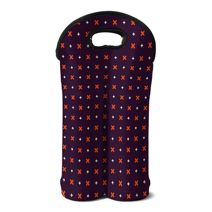 Halloween Plus And Cross Pattern Print Double Neoprene Wine Tote