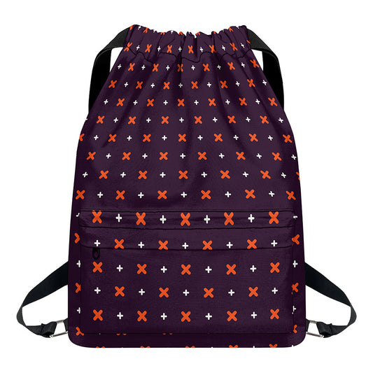 Halloween Plus And Cross Pattern Print Drawstring Backpack