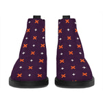 Halloween Plus And Cross Pattern Print Flat Ankle Boots