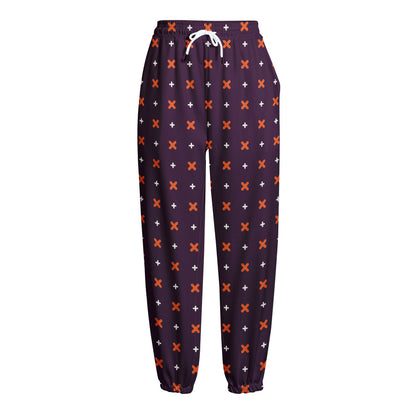 Halloween Plus And Cross Pattern Print Fleece Lined Knit Pants