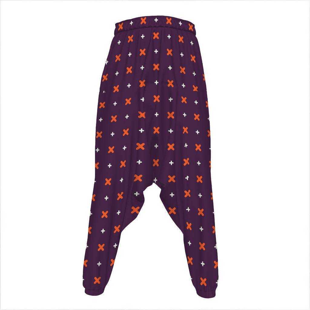 Halloween Plus And Cross Pattern Print Hammer Pants