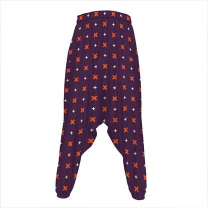 Halloween Plus And Cross Pattern Print Hammer Pants