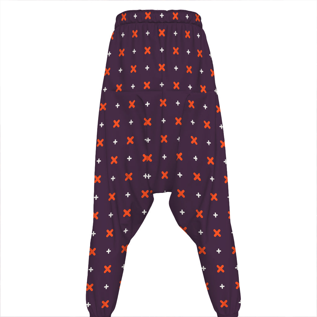 Halloween Plus And Cross Pattern Print Hammer Pants