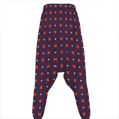 Halloween Plus And Cross Pattern Print Hammer Pants