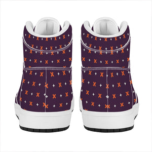 Halloween Plus And Cross Pattern Print High Top Leather Sneakers