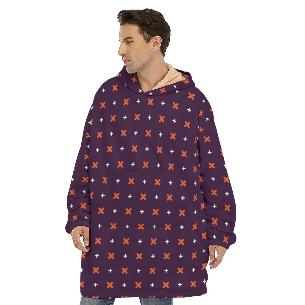 Halloween Plus And Cross Pattern Print Hoodie Blanket