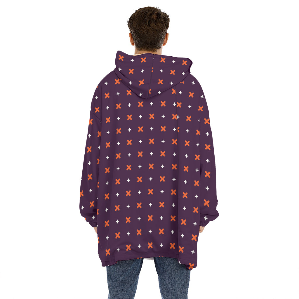 Halloween Plus And Cross Pattern Print Hoodie Blanket