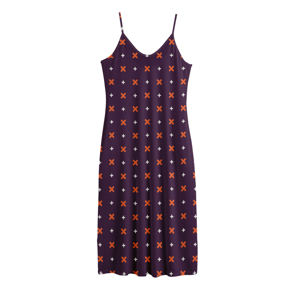 Halloween Plus And Cross Pattern Print Jersey Midi Cami Dress