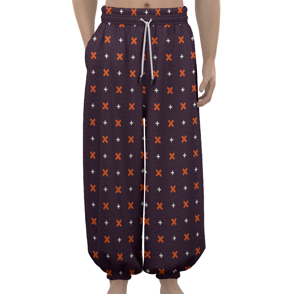 Halloween Plus And Cross Pattern Print Lantern Pants