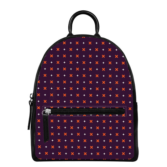 Halloween Plus And Cross Pattern Print Leather Backpack