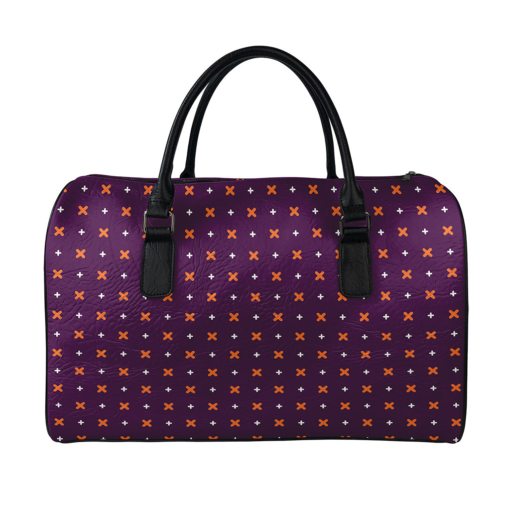 Halloween Plus And Cross Pattern Print Leather Duffle Bag