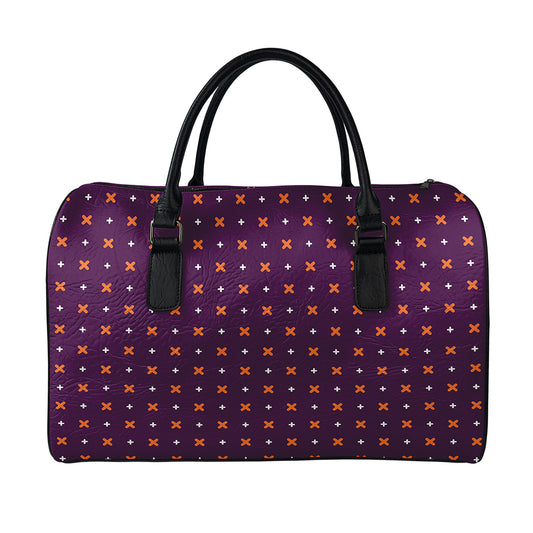 Halloween Plus And Cross Pattern Print Leather Duffle Bag