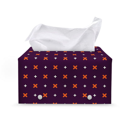 Halloween Plus And Cross Pattern Print Leather Tissue Box Cover