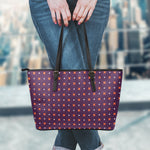 Halloween Plus And Cross Pattern Print Leather Tote Bag