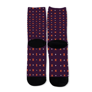 Halloween Plus And Cross Pattern Print Long Socks