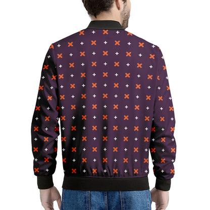 Halloween Plus And Cross Pattern Print Men's Bomber Jacket
