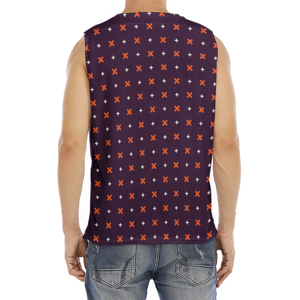 Halloween Plus And Cross Pattern Print Men's Fitness Tank Top