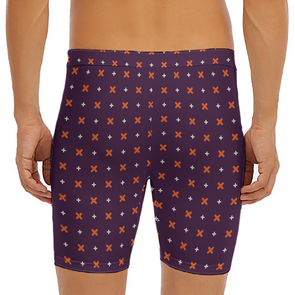 Halloween Plus And Cross Pattern Print Men's Long Boxer Briefs