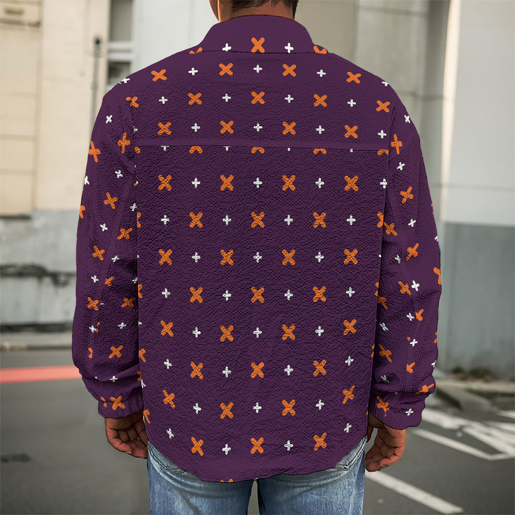 Halloween Plus And Cross Pattern Print Men's Shirt Jacket