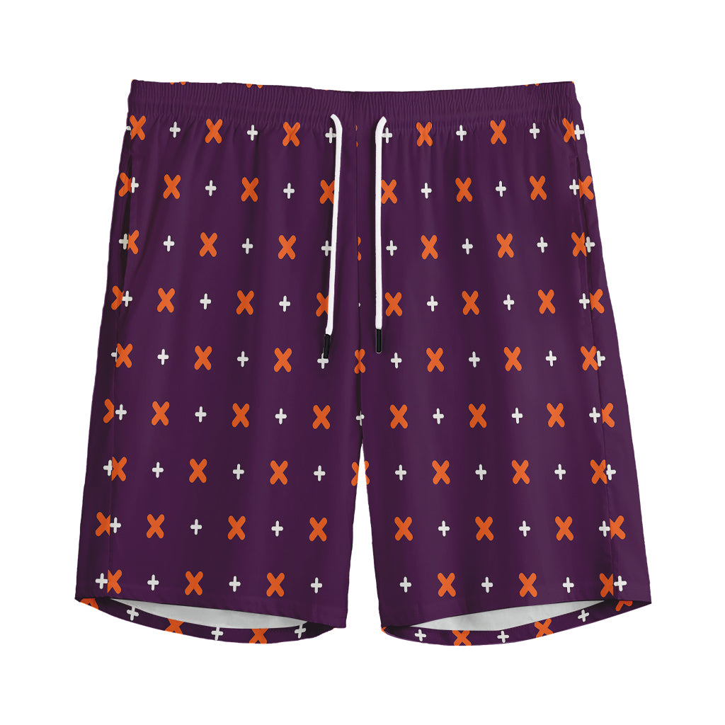 Halloween Plus And Cross Pattern Print Men's Sports Shorts