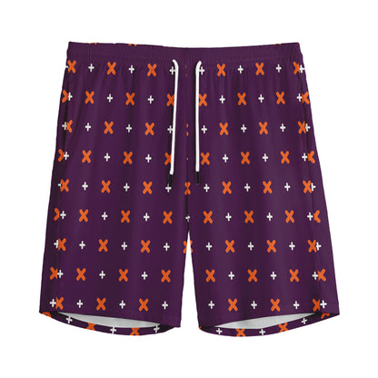 Halloween Plus And Cross Pattern Print Men's Sports Shorts