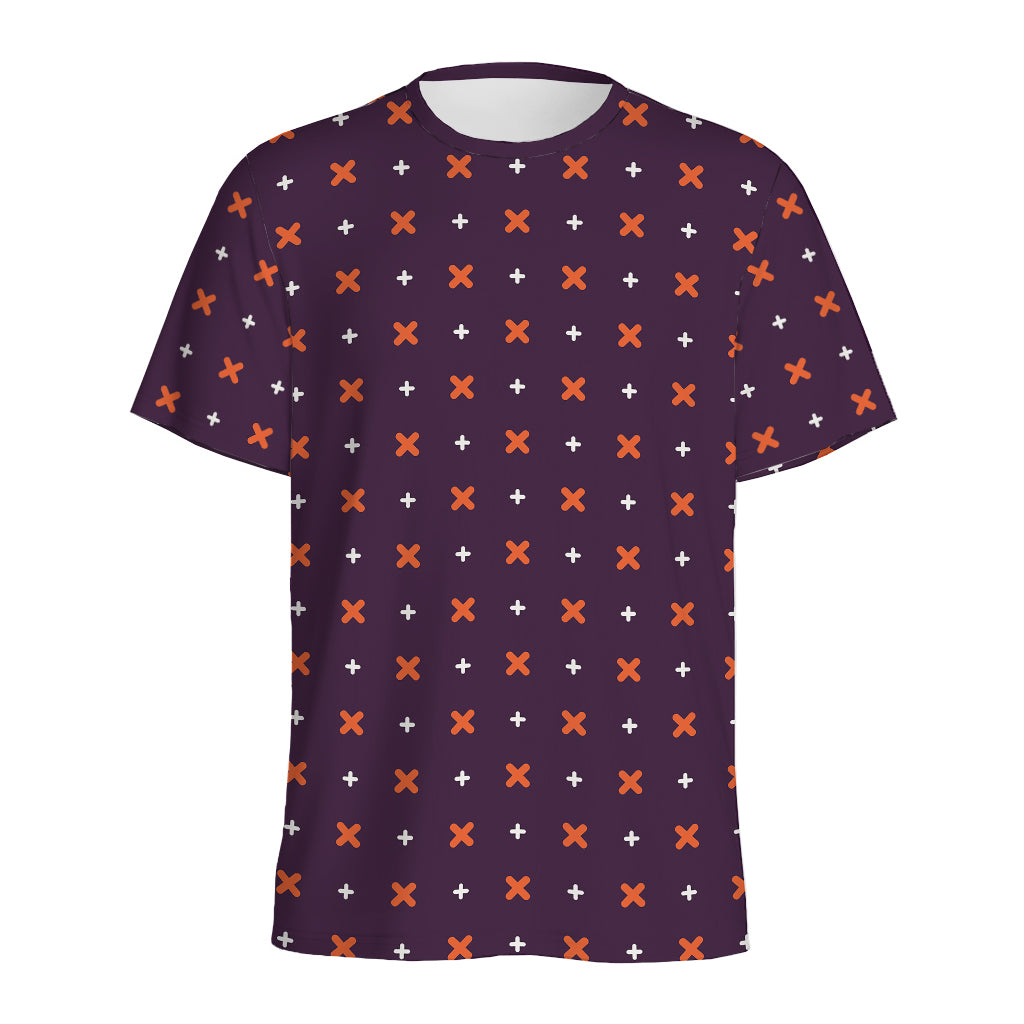 Halloween Plus And Cross Pattern Print Men's Sports T-Shirt