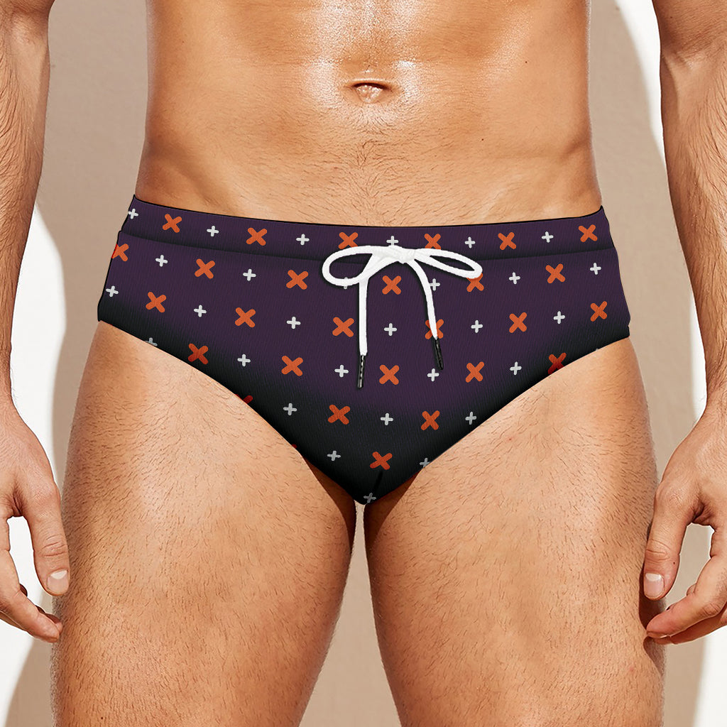 Halloween Plus And Cross Pattern Print Men's Swim Briefs