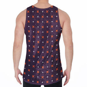 Halloween Plus And Cross Pattern Print Men's Velvet Tank Top