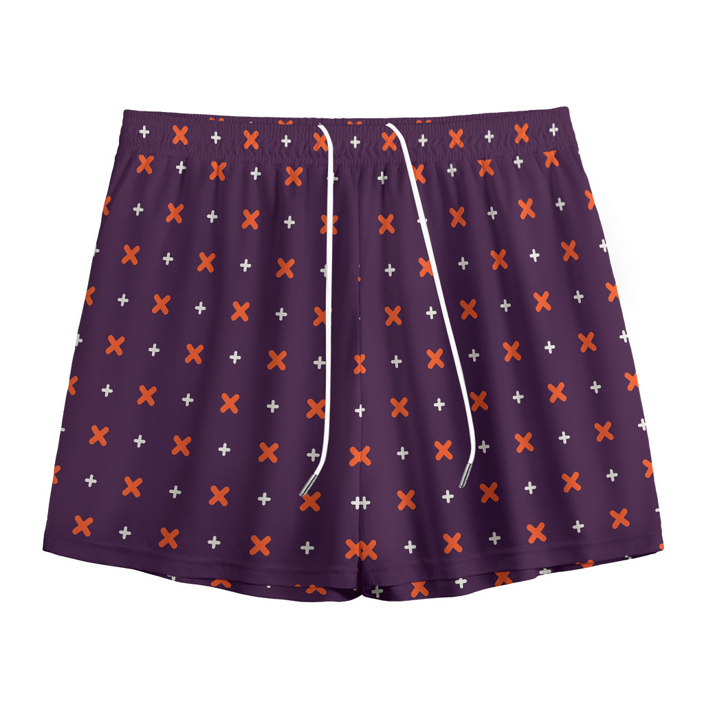 Halloween Plus And Cross Pattern Print Mesh Shorts
