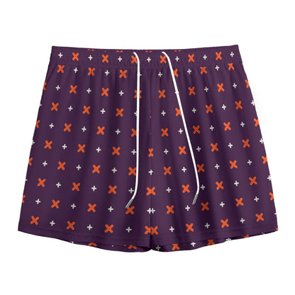 Halloween Plus And Cross Pattern Print Mesh Shorts