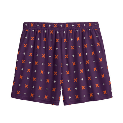 Halloween Plus And Cross Pattern Print Mesh Shorts