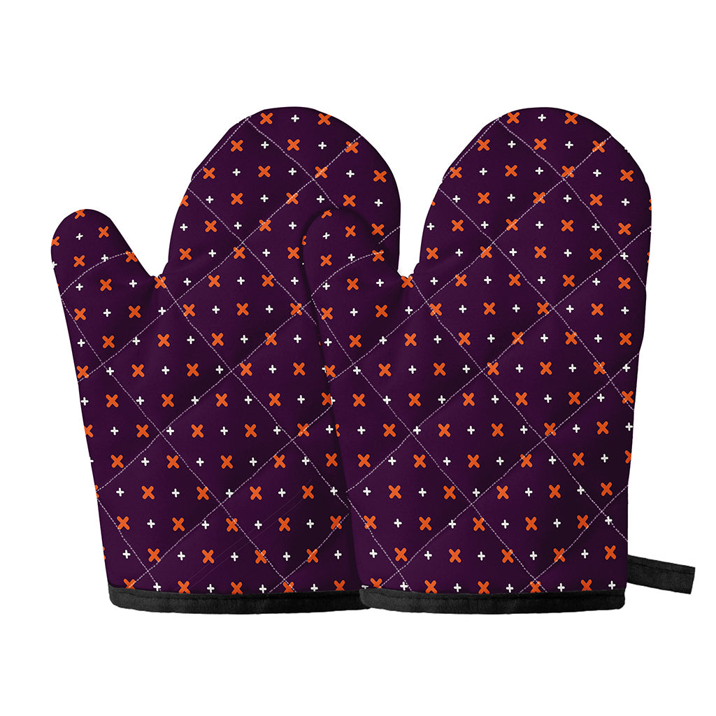 Halloween Plus And Cross Pattern Print Oven Mitts