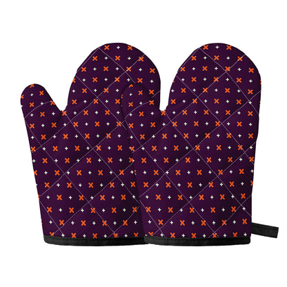 Halloween Plus And Cross Pattern Print Oven Mitts