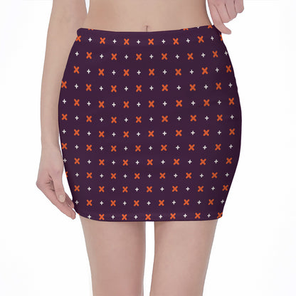 Halloween Plus And Cross Pattern Print Pencil Mini Skirt
