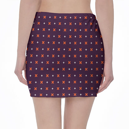 Halloween Plus And Cross Pattern Print Pencil Mini Skirt