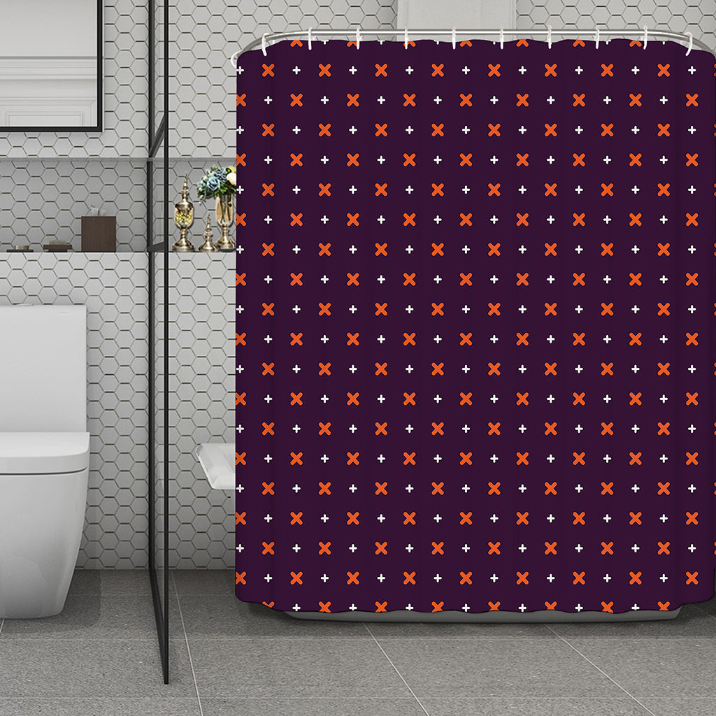 Halloween Plus And Cross Pattern Print Polyester Shower Curtain