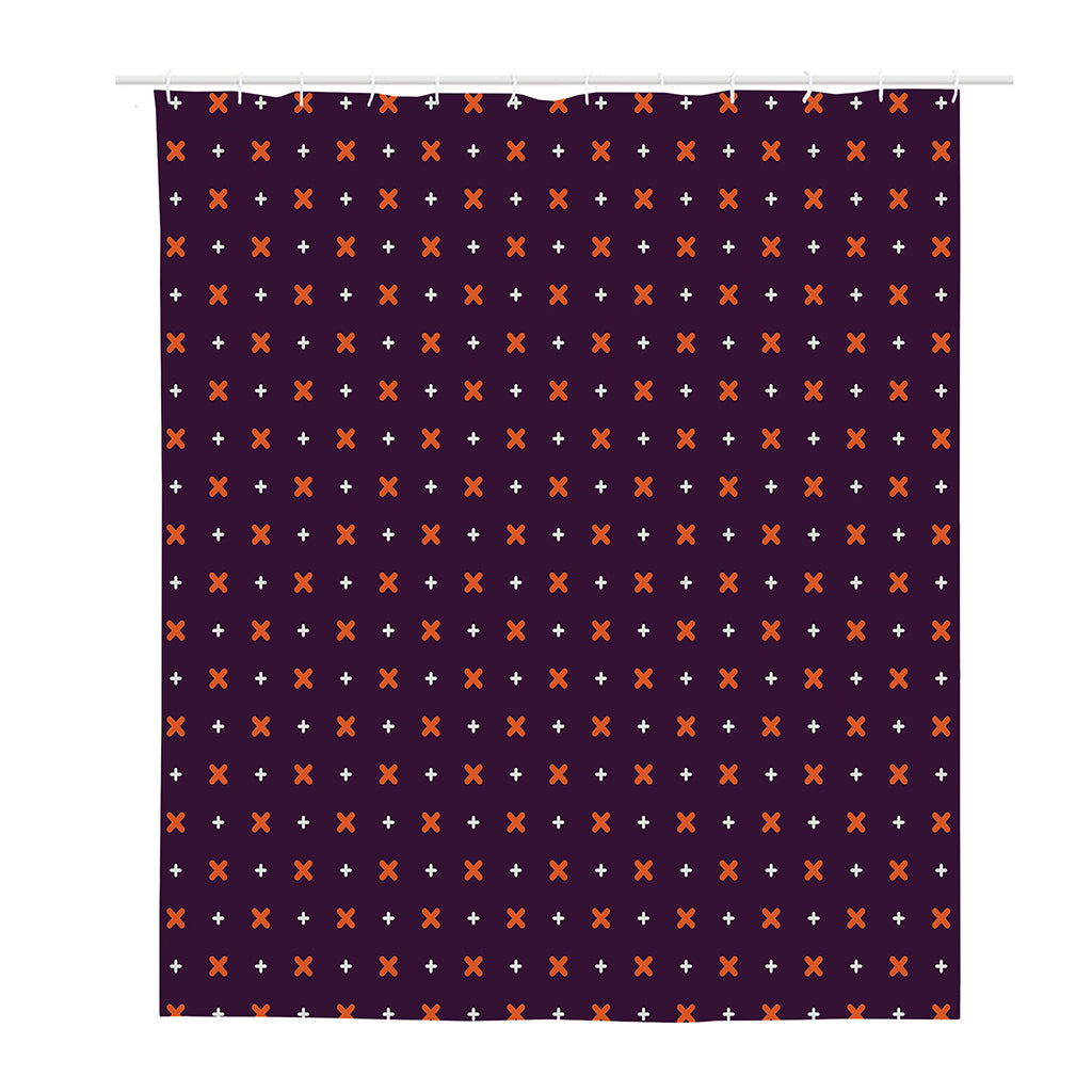 Halloween Plus And Cross Pattern Print Polyester Shower Curtain
