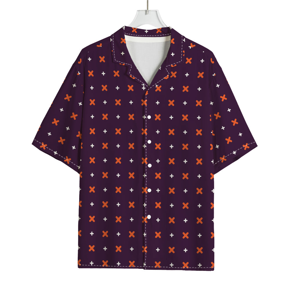 Halloween Plus And Cross Pattern Print Rayon Hawaiian Shirt