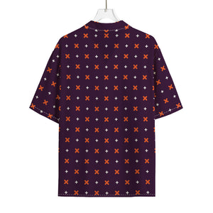 Halloween Plus And Cross Pattern Print Rayon Hawaiian Shirt