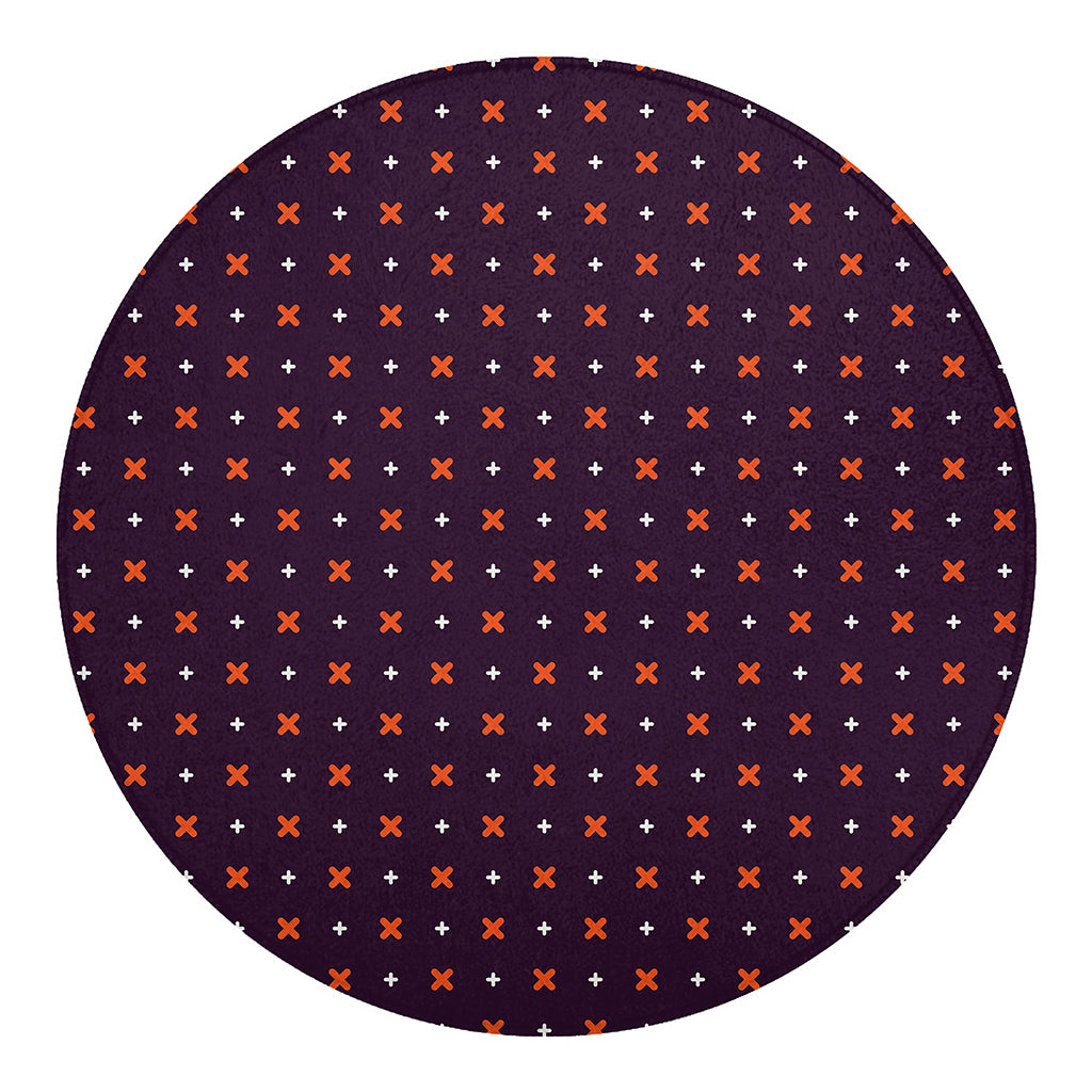 Halloween Plus And Cross Pattern Print Round Blanket
