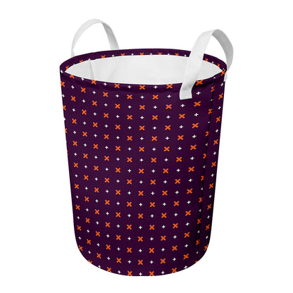 Halloween Plus And Cross Pattern Print Round Laundry Basket