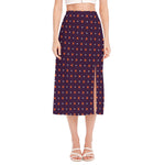 Halloween Plus And Cross Pattern Print Side Slit Midi Skirt