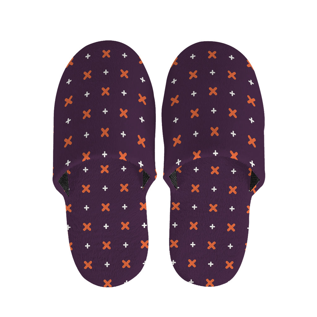 Halloween Plus And Cross Pattern Print Slippers
