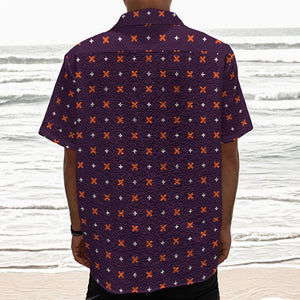 Halloween Plus And Cross Pattern Print Textured Short Sleeve Shirt