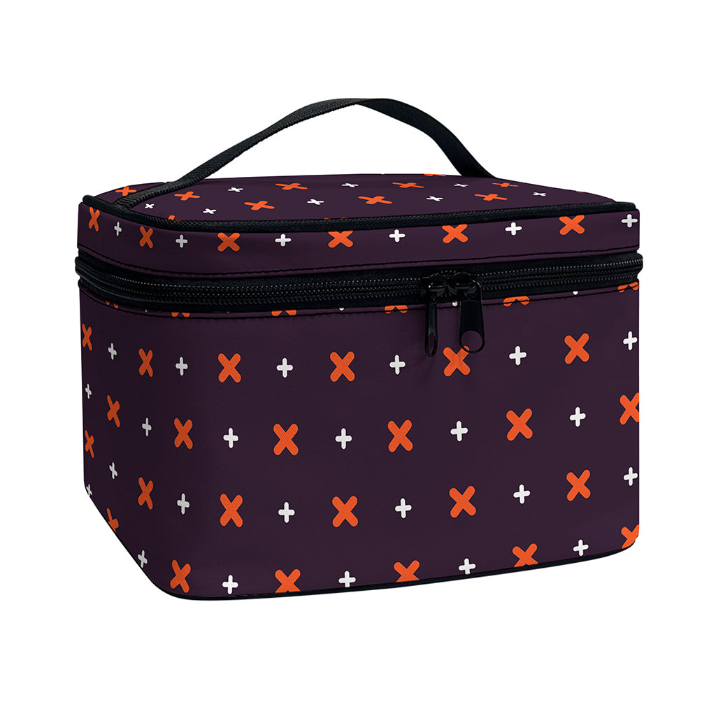 Halloween Plus And Cross Pattern Print Travel Makeup Bag