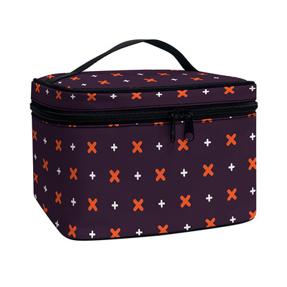 Halloween Plus And Cross Pattern Print Travel Makeup Bag