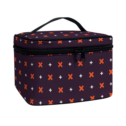 Halloween Plus And Cross Pattern Print Travel Makeup Bag