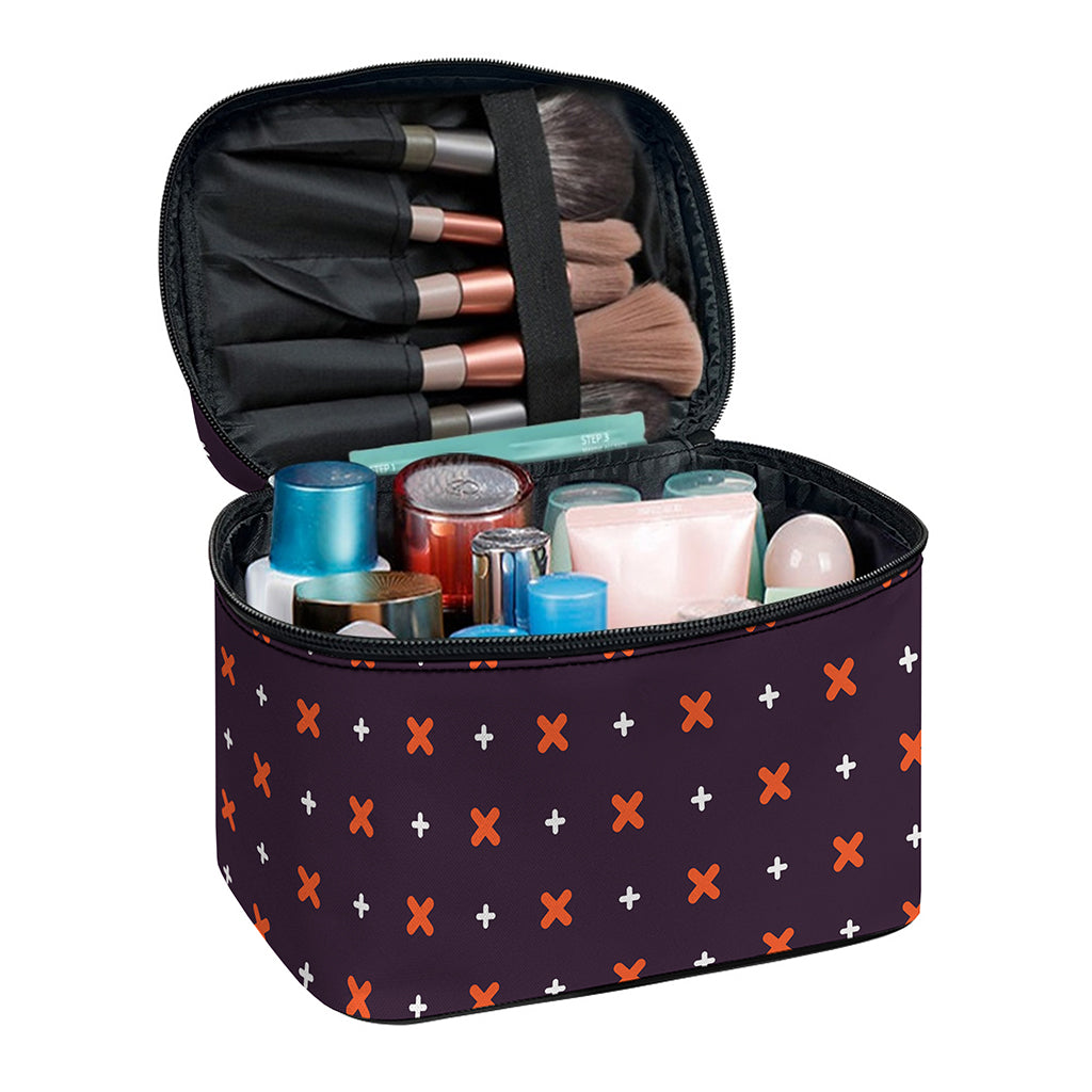 Halloween Plus And Cross Pattern Print Travel Makeup Bag