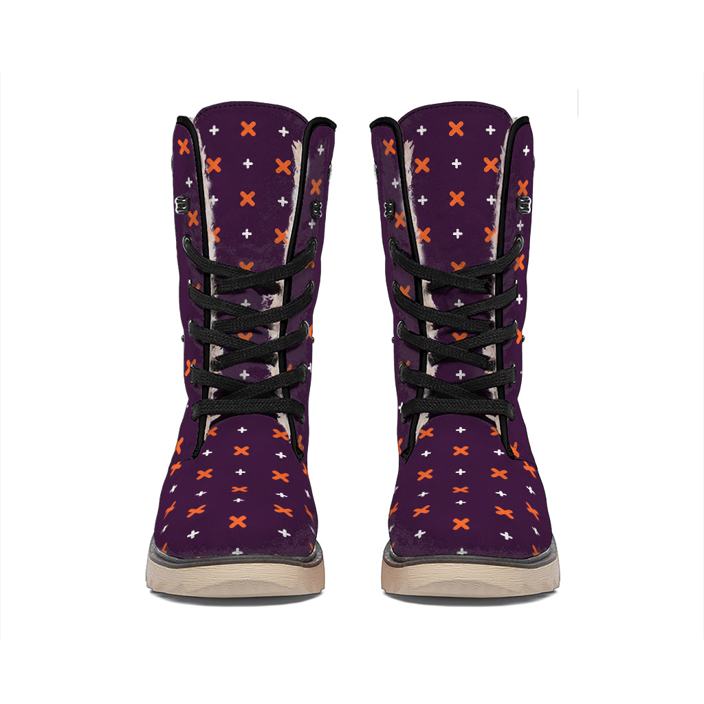 Halloween Plus And Cross Pattern Print Winter Boots